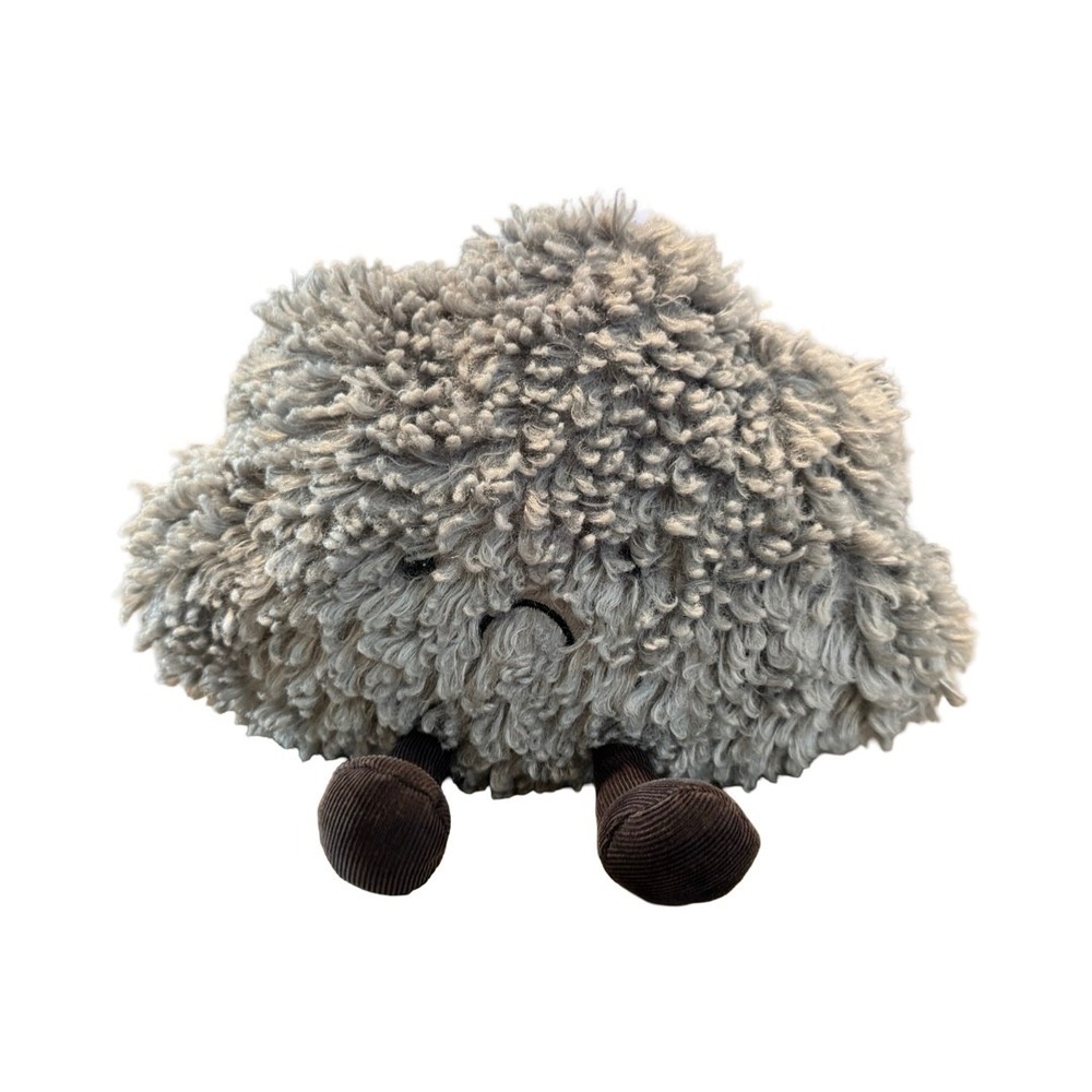 Jellycat Amuseables Storm Cloud Grey Shaggy Plush Grumpy Face 10 inch
